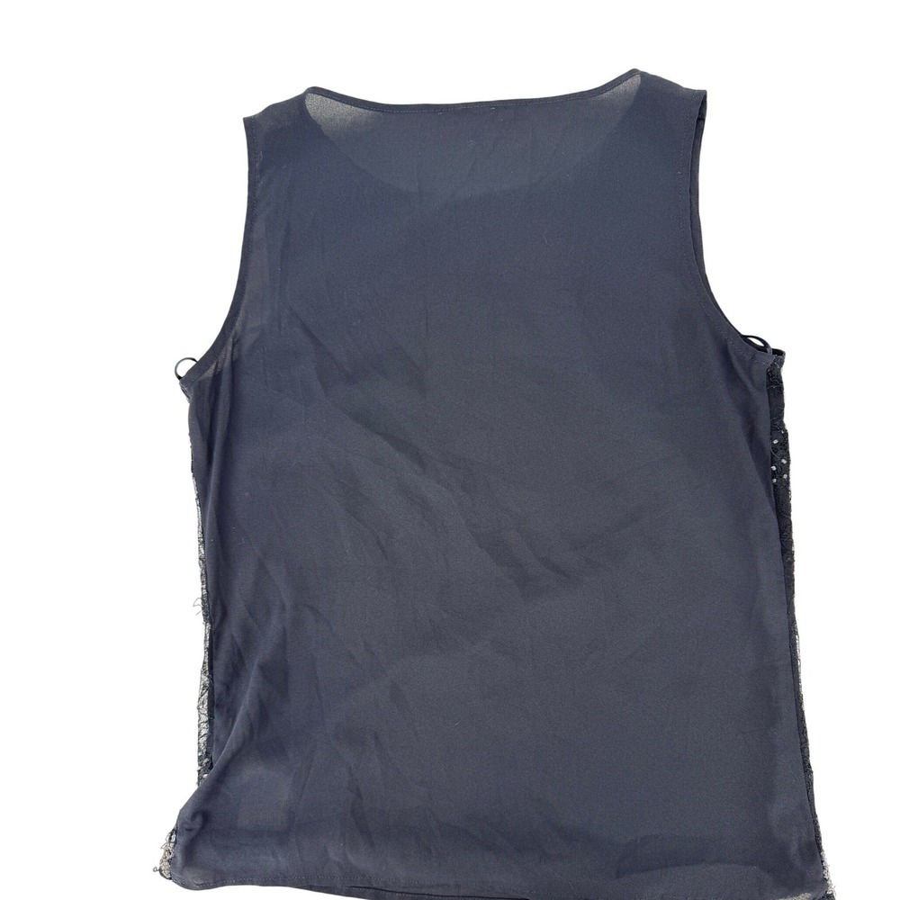Grain de Malice GDM Navy Y2K Lace Beaded Sleeveless Top Gold Embroidery Sz 36 - Picture 2 of 7